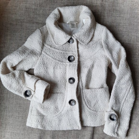 NWOT Charlotte Russe Woven Wool Cream White Short Winter Coat Jacket Buttons Sm - Picture 8 of 10